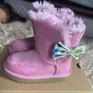 UGG Pink Boots (gently used) - Toddler Kenzie Tie Dye Bow